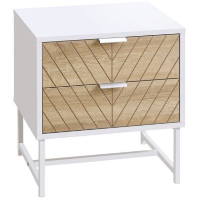 Product photograph of Homcom Modern Bedside Table With 2 Drawers Sofa Side Table For Bedroom White And Oak from QD stores