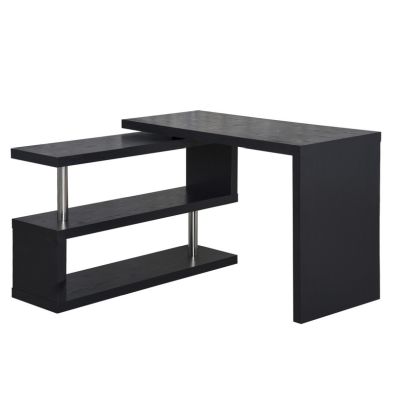 Product photograph of Homcom 360 Rotating L-shaped Corner Computer Desk Home Office Writing Table Swivel Workstation With Storage Shelf from QD stores