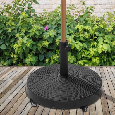 Product photograph of Outsunny Resin Patio Umbrella Base On Wheels Parasol Stand W Wheels-black from QD stores