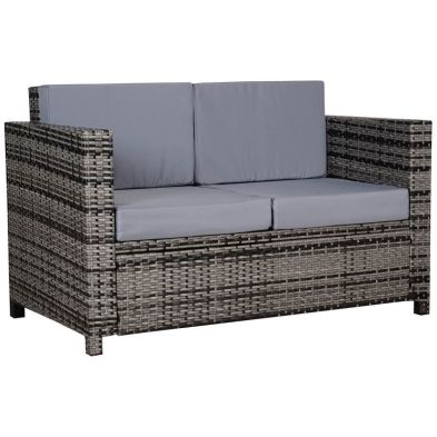 Outsunny Two Seater Rattan Sofa Mixed Grey