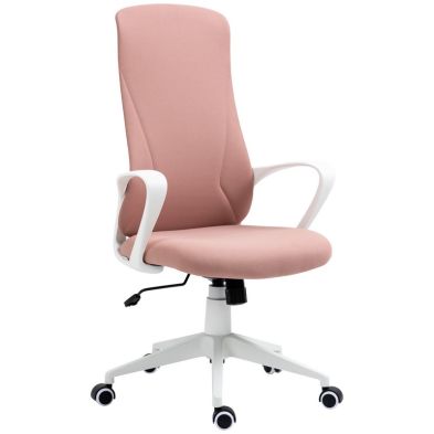 Product photograph of Vinsetto High Back Office Chair Fabric Desk Chair With Armrests Adjustable Height Swivel Wheels Pink from QD stores
