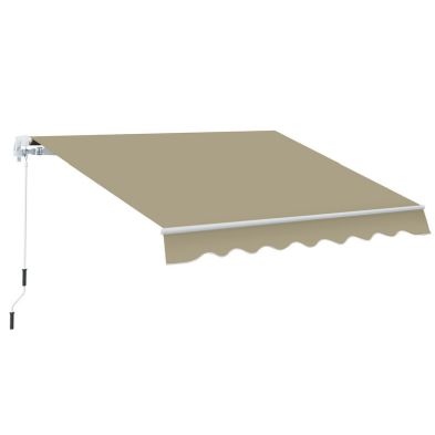 Outsunny 25x2 M Manual Retractable Awning Beige Canopywhite Frame