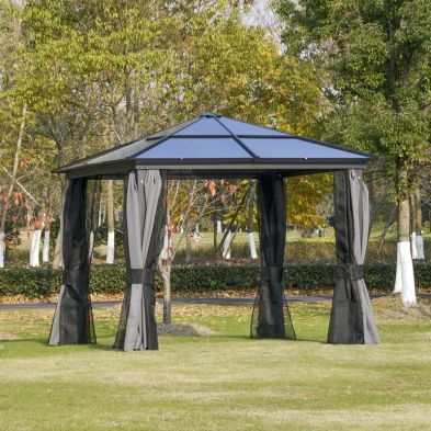 Product photograph of Outsunny 3 X 3 M Hardtop Gazebo With Uv Resistant Polycarbonate Roof Aluminium Frame from QD stores