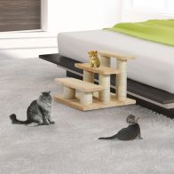 See more information about the PawHut Cats 3-Tier Particle Board Stair Scratch Tree Beige