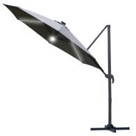 See more information about the Outsunny 3(M) Led Cantilever Parasol Outdoor Sun Umbrella With Base Solar Lights Grey