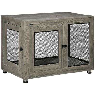 Pawhut Two In One Dog Cage Side Table With Two Doors Cushion For Large Dogs