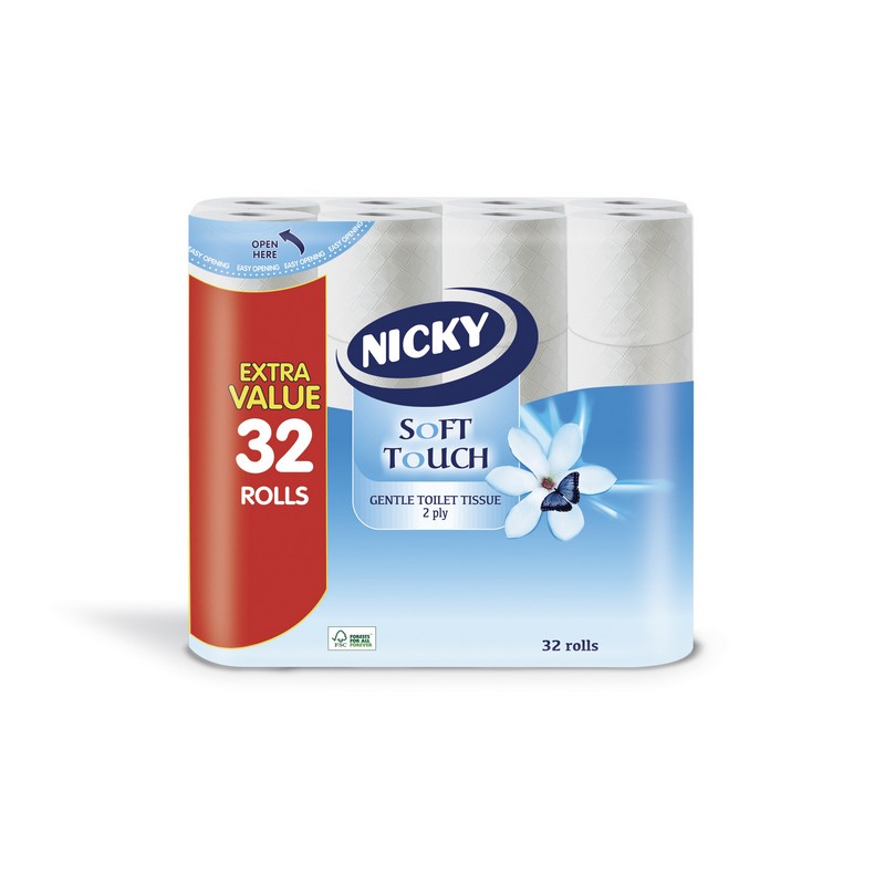 Nicky Soft Touch Toilet Tissue White 32 pack