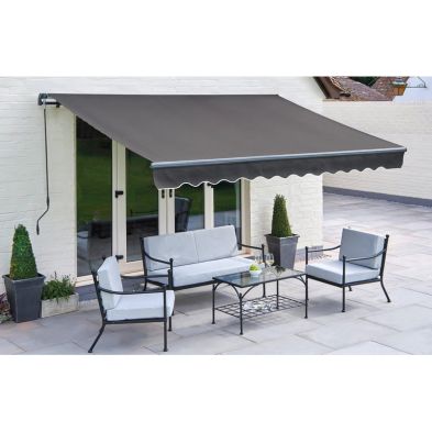 Easy Fit Garden Awning By Greenhurst 25 X 2m Plain Charcoal