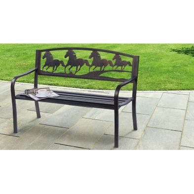 Product photograph of Horse Design Garden Bench By Greenhurst - 2 Seats from QD stores