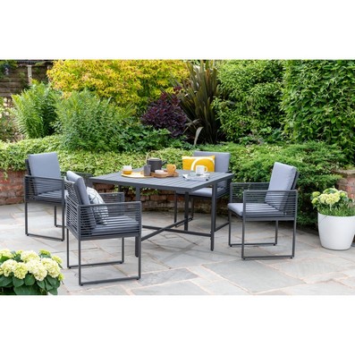 Product photograph of Sheringham Garden Patio Dining Set By E-commerce - 4 Seats Grey Cushions from QD stores