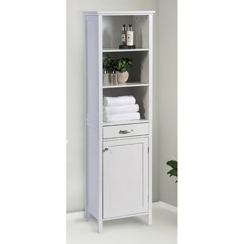 Tall Storage Bathroom Cabinet - White Colour