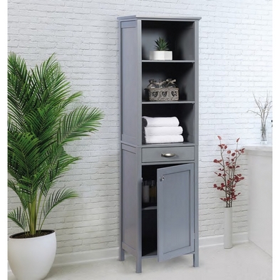 See more information about the Tall Storage Bathroom Cabinet - Grey Colour