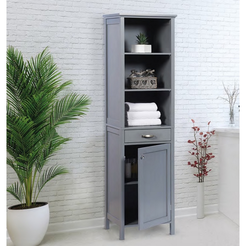 Tall Storage Bathroom Cabinet - Grey Colour
