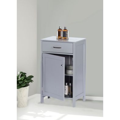 Product photograph of Versatile Cupboard Grey 1 Door 2 Shelves 1 Drawer from QD stores