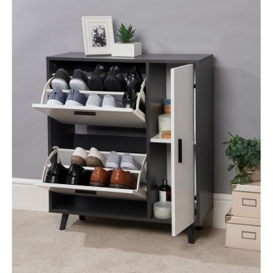 Product photograph of Shoe Storage White 3 Doors 2 Shelves from QD stores