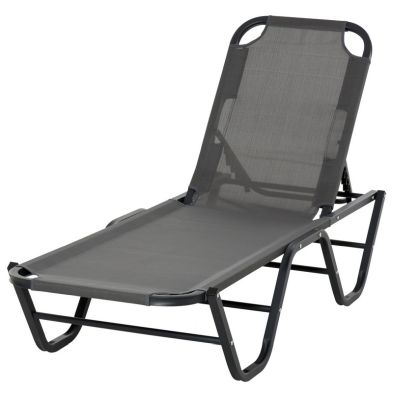 Product photograph of 5-position Sun Lounger Aluminium Grey By Aosom from QD stores