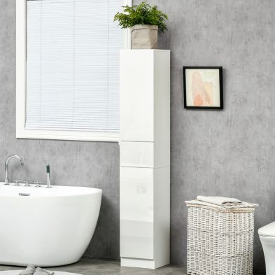 Product photograph of Kleankin Tall Bathroom Cabinet With Adjustable Shelves from QD stores