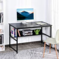 See more information about the Homcom Computer Desk With Storage Shelf 120 X 60cm Home Office Desk With Metal Frame Study Table Easy Assembly Black