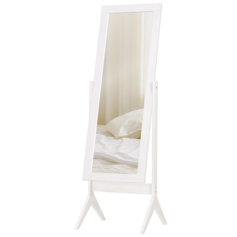 Homcom Freestanding Dressing Mirror Bedroom Tall Adjustable Angle 148x47cm White