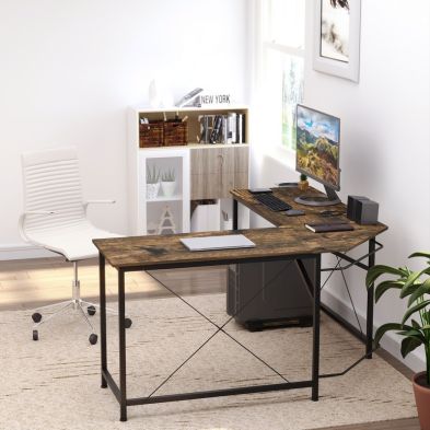 Homcom Corner Gaming Desk L Shape Computer Pc Workstation Home Office Three Worktop Writing Table 150 X 150 X 75 Cm