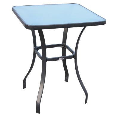 Product photograph of Outsunny Bar Table Bistro Square Glass Dining Kitchen Breakfast Pub Party Metal Garden Caf Coffee Table Patio from QD stores