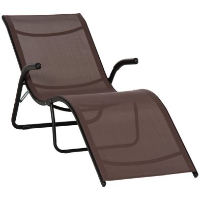 Product photograph of Outsunny Outdoor Folding Sun Lounger Chaise Lounge Chair Reclining Garden For Beach Poolside And Patio Dark Brown from QD stores