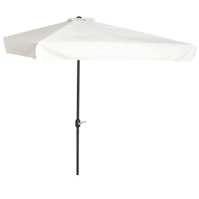 Product photograph of Outsunny 2 3m Half Round Parasol Umbrella Balcony Metal Frame Outdoor No Base Cream White from QD stores