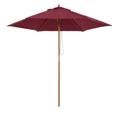 Outsunny 25m Wooden Garden Parasol Umbrella Red Wine