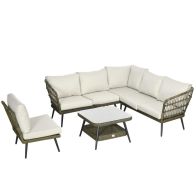 See more information about the Outsunny 6-Seater Outdoor Rattan Corner Sofa
