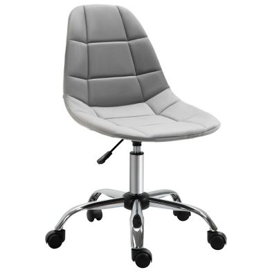 Vinsetto Ergonomic Office Chair Velvet Computer Home Study Chair Armless With Wheels Grey