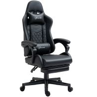 See more information about the Vinsetto Racing Gaming Chair With Swivel Wheel Footrest Pvc Leather Recliner Gamer Desk For Home Office Black