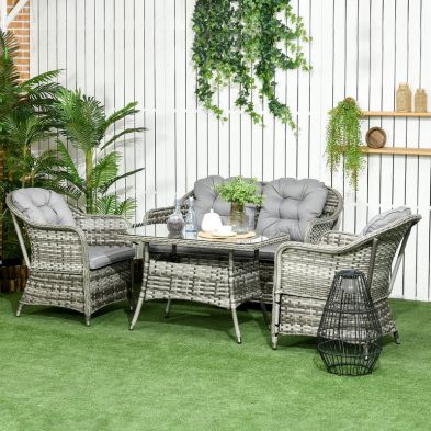 Product photograph of Outsunny 4-seater Pe Rattan Garden Furniture from QD stores
