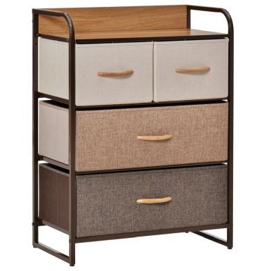 Product photograph of Homcom Drawers Storage Tower Dresser With Wood Top Steel Frame Folding Organizer from QD stores