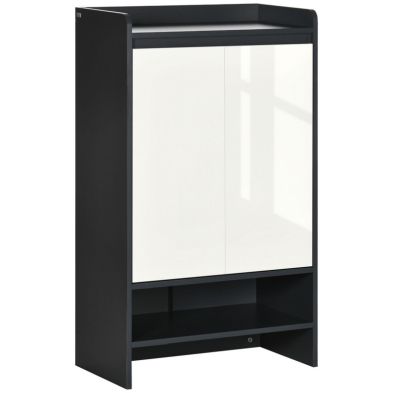 Product photograph of Homcom Modern Shoe Cabinet With High Gloss White Doors And Open Shelves from QD stores