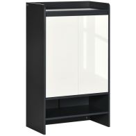 See more information about the Homcom Modern Shoe Cabinet With High Gloss White Doors And Open Shelves