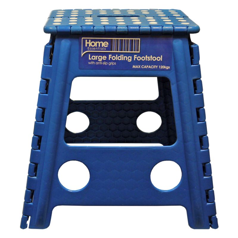Home Essentials Large Folding Stool - Blue With White Spots