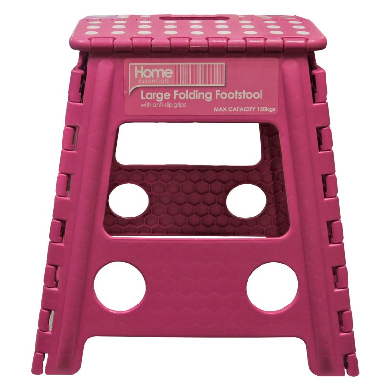Home Essentials Large Folding Stool - Pink With White Spots