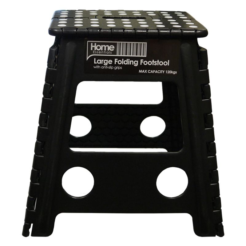 Home Essentials Large Folding Stool - Black With White Spots