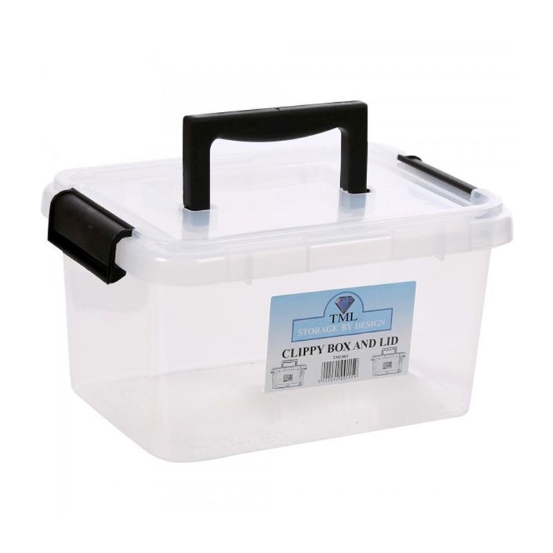 3.5L TML Stacking Plastic Storage Box Clear Clip Lid With Black Handle