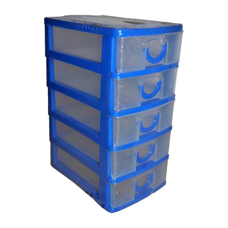 Premier 2L Handy Home 5 Drawer Plastic Storage Tower Blue