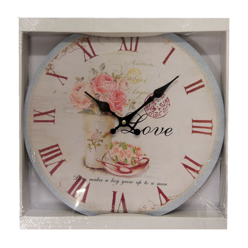 Wall Clock Classic Style Love Roses