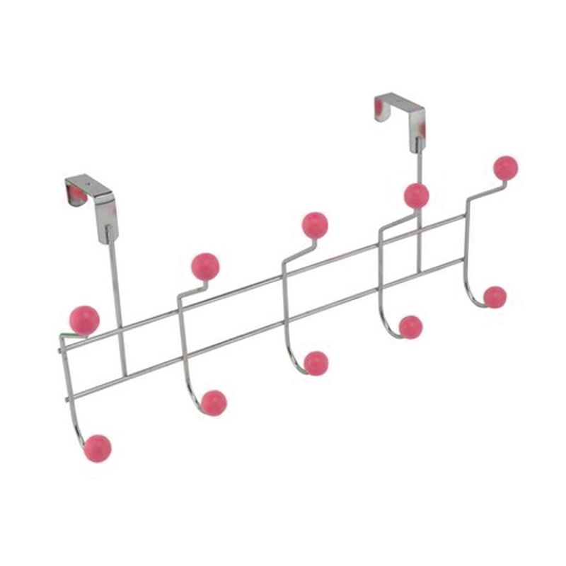 5 Hooks with Polyresin Ball - Pink