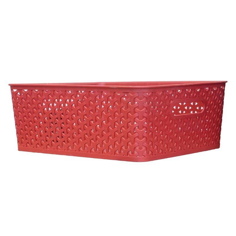 Rattan Look Storage Basket Medium Red