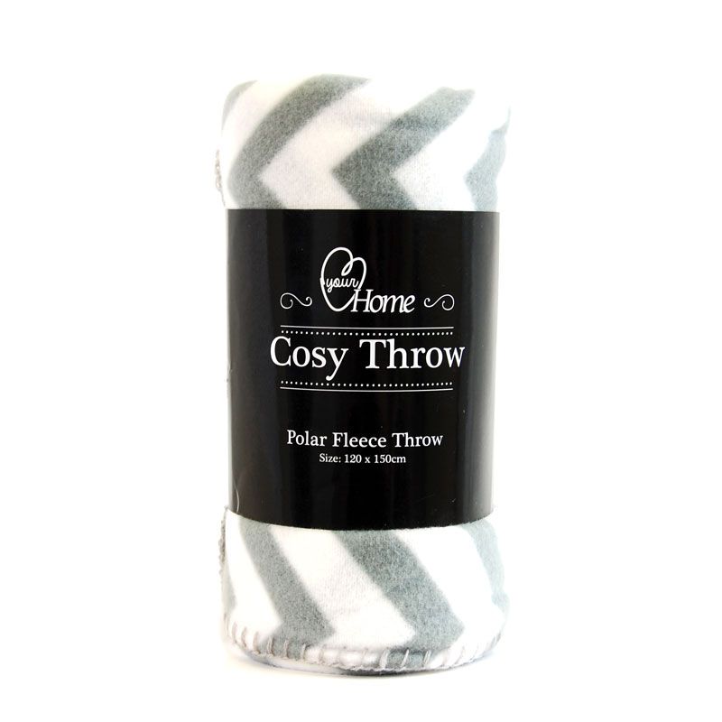 Your Home Cosy Throw - Grey with White Stripes