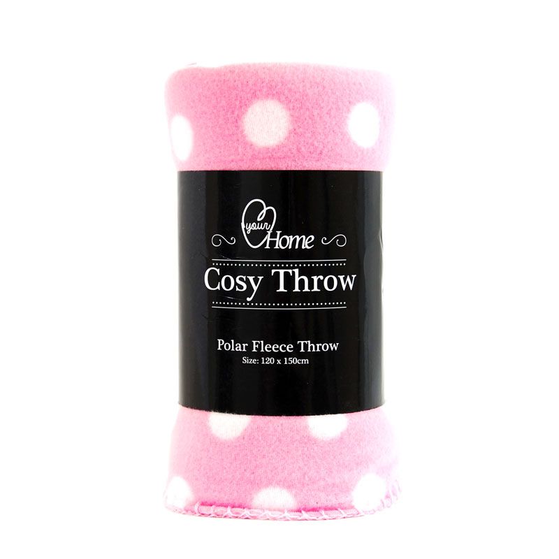 Your Home Cosy Throw - Pink with White Spots