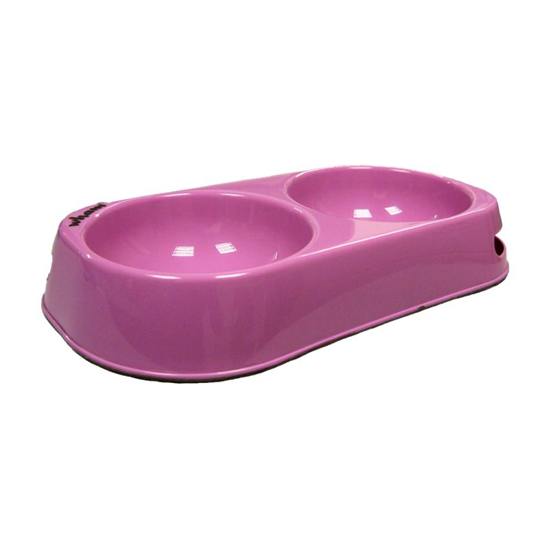 Wham Large Double (Non Slip) Pet Bowl - Pink