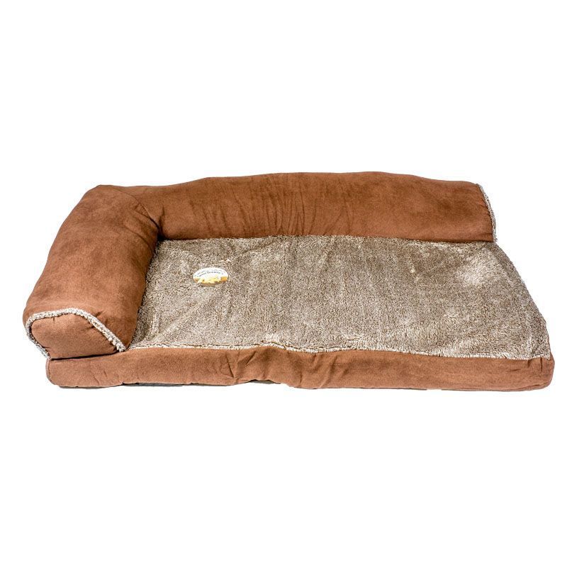 Faux Suede Fur Corner Pet Bed 34x22x8 Brown