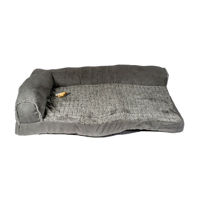 Faux Suede Fur Corner Pet Bed 34x22x8 Grey
