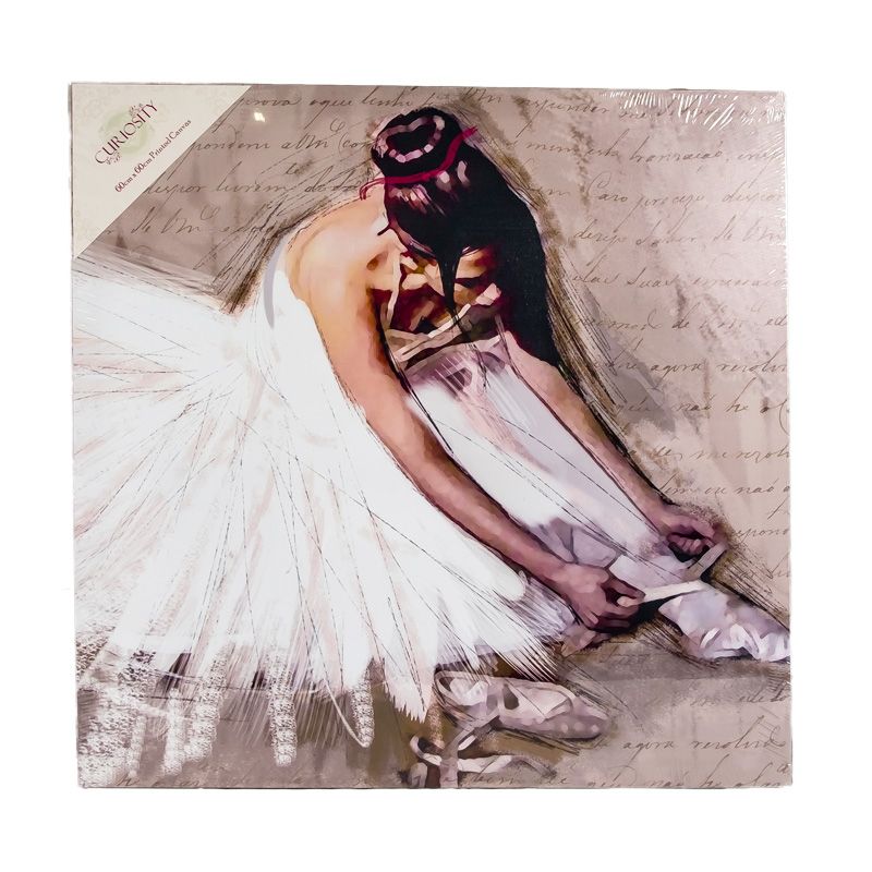 Ballerina Tying Shoes Canvas Print 60x60cm