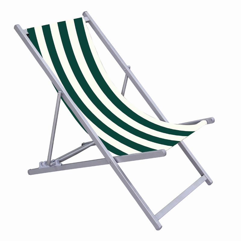Green & White Striped Deck Chair